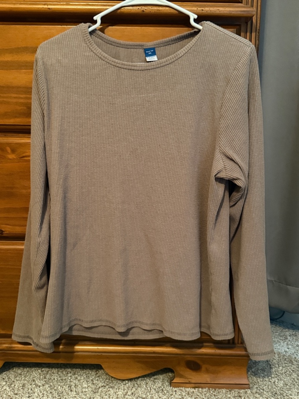 Old Navy Long Sleeve Waffle Knit Top in Taupe